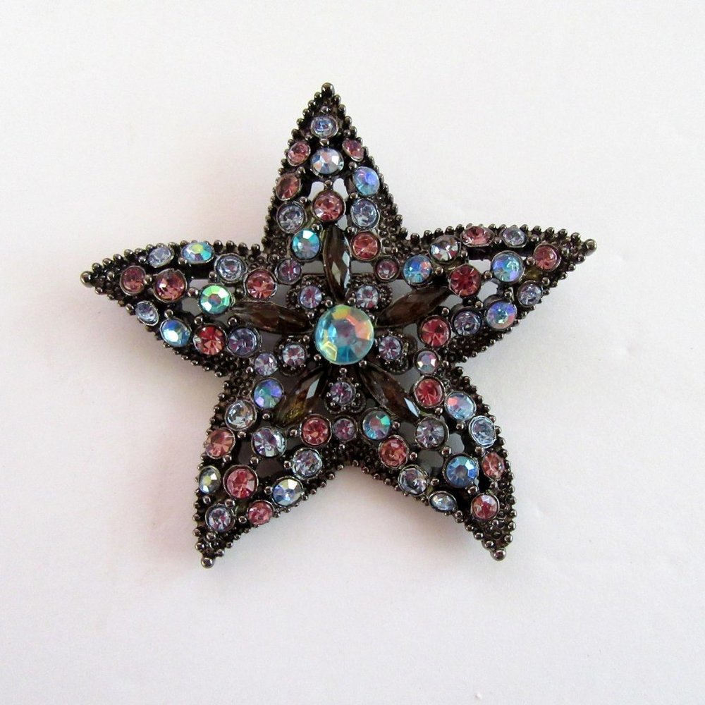 Large Rhinestone Starfish Statement Brooch - Wow! - image 4